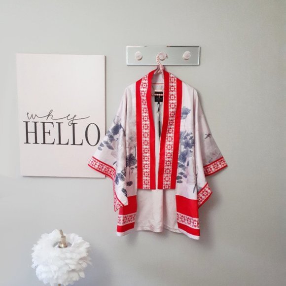 NWT Ted Baker London printed self-tie draped kimono jacket - Picture 8 of 16